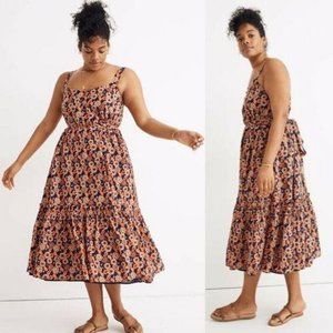 Madewell x Banjanan Tank Floral Paisley Ruffle-Hem Midi Dress 3X Plus